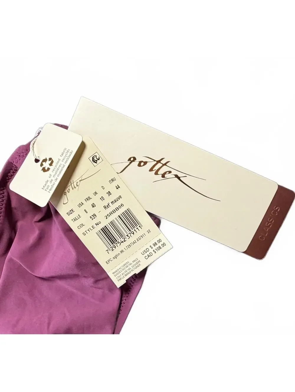 GOTTEX bandeau halter tie rosebud Ret’ Mauve bikini swim top size 8